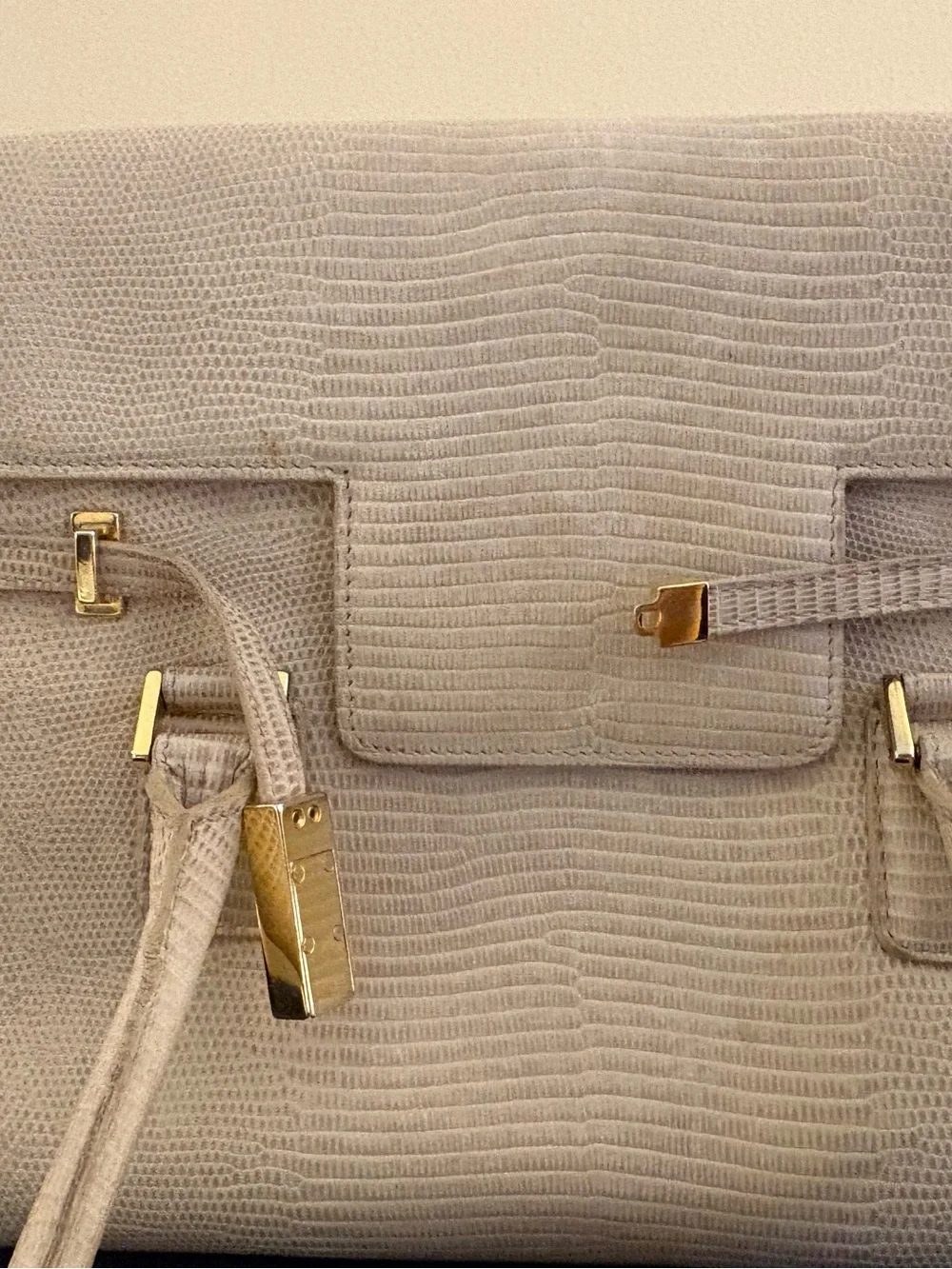 Brooks Brothers Beige Textured Leather Handbag